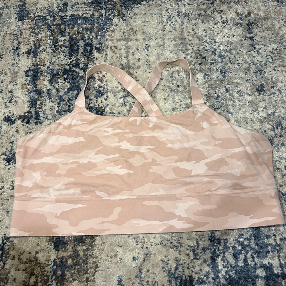 Athleta Women's Pink Camo Warrior Longline Crossback Sports Top Size 3X